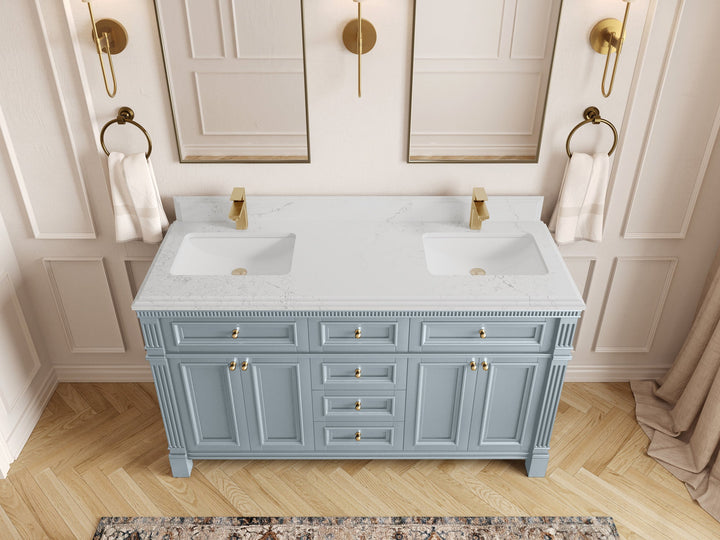 Paris 60 in. W x 22 in. D Double Sink Bathroom Vanity - photo 25