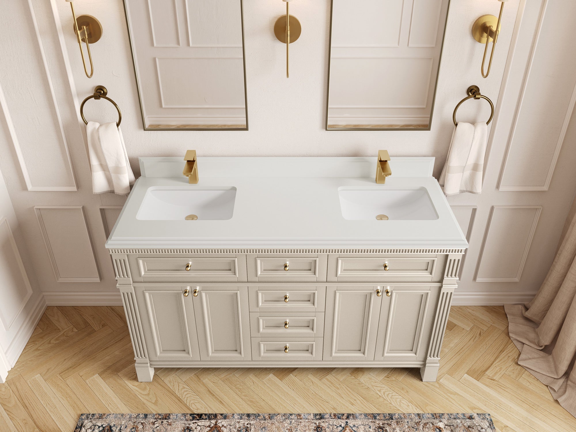 Paris 60 in. W x 22 in. D Double Sink Bathroom Vanity - Willow Bath and Vanity