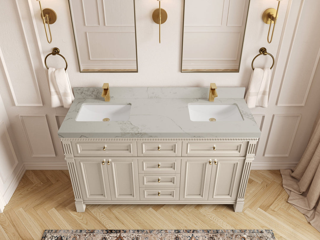 Paris 60 in. W x 22 in. D Double Sink Bathroom Vanity - Willow Bath and Vanity