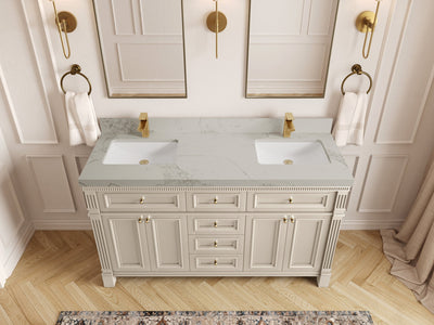 Paris 60 in. W x 22 in. D Double Sink Bathroom Vanity - Willow Bath and Vanity