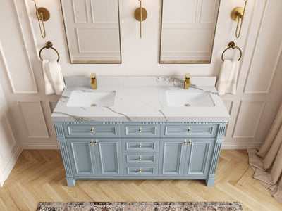 Paris 60 in. W x 22 in. D Double Sink Bathroom Vanity - Willow Bath and Vanity