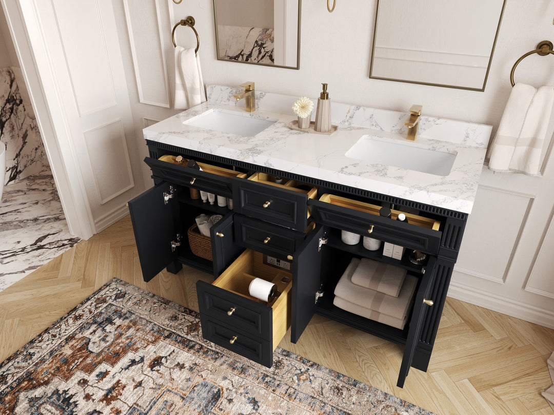 Paris 60 in. W x 22 in. D Double Sink Bathroom Vanity - Willow Bath and Vanity
