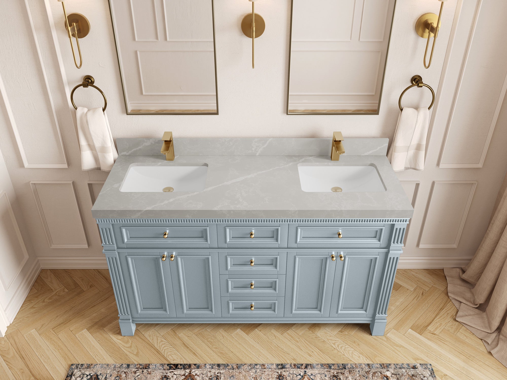 Paris 60 in. W x 22 in. D Double Sink Bathroom Vanity - Willow Bath and Vanity