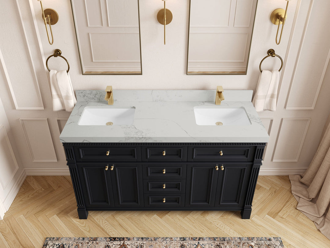 Paris 60 in. W x 22 in. D Double Sink Bathroom Vanity - Willow Bath and Vanity