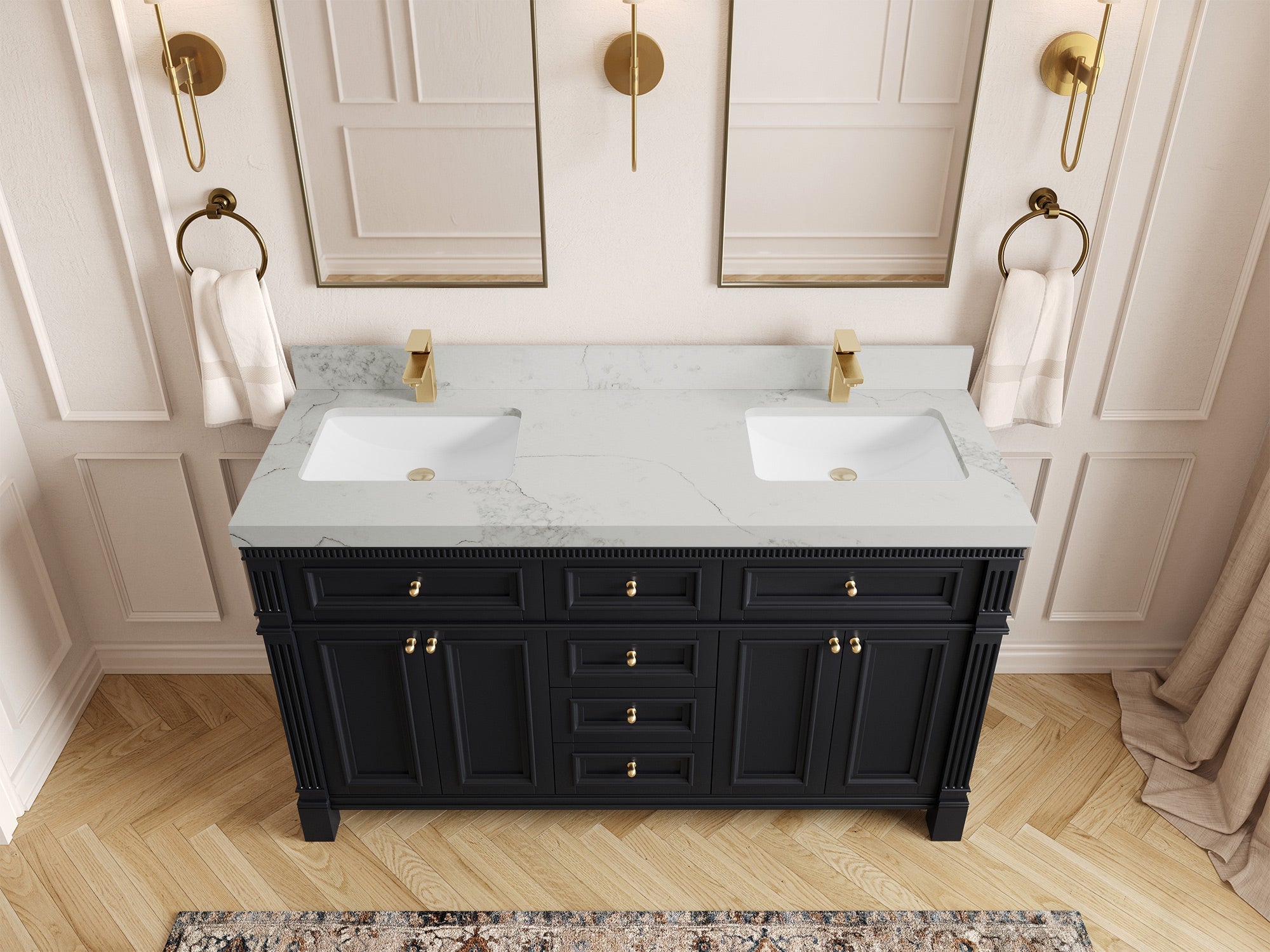 Paris 60 in. W x 22 in. D Double Sink Bathroom Vanity - Willow Bath and Vanity