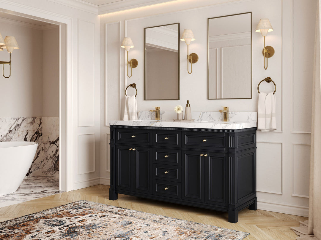 Paris 60 in. W x 22 in. D Double Sink Bathroom Vanity - Willow Bath and Vanity