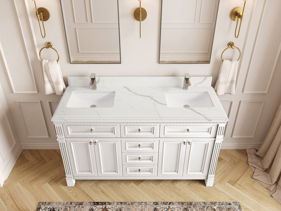 Paris 60 in. W x 22 in. D Double Sink Bathroom Vanity - Willow Bath and Vanity