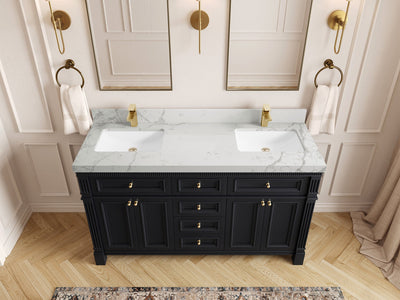 Paris 60 in. W x 22 in. D Double Sink Bathroom Vanity - Willow Bath and Vanity