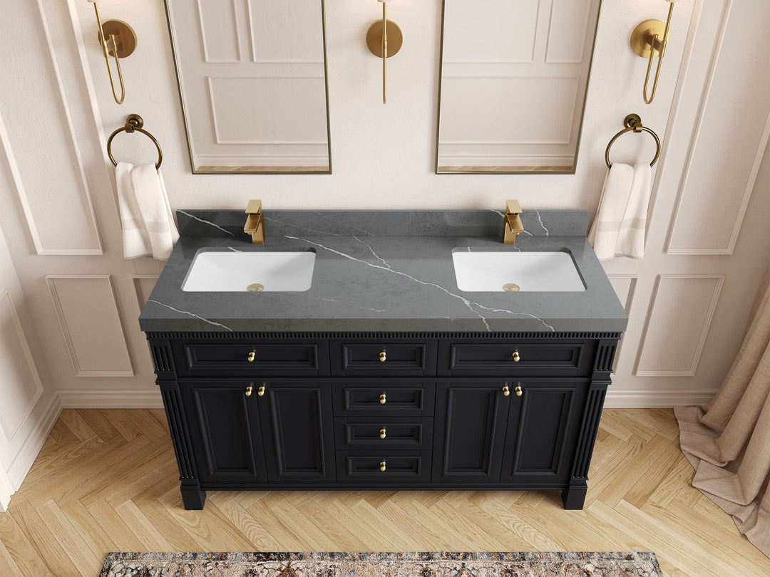 Paris 60 in. W x 22 in. D Double Sink Bathroom Vanity - Willow Bath and Vanity