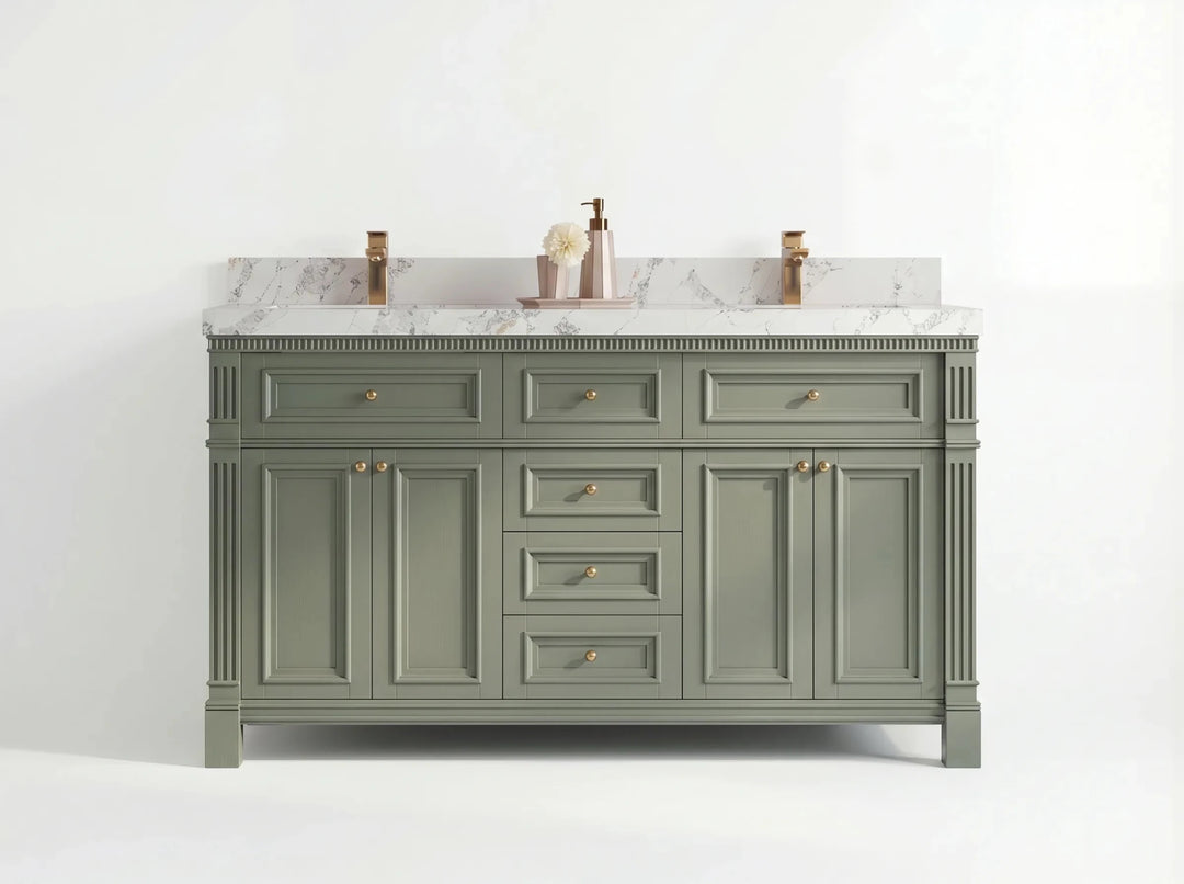 Paris 60 in. W x 22 in. D Double Sink Bathroom Vanity | 
              
                Evergreen
                
                  
             - PRS_EGN_CA_GL_60D - photo №1