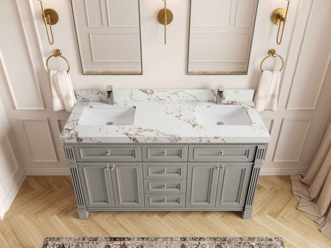 Paris 60 in. W x 22 in. D Double Sink Bathroom Vanity - Willow Bath and Vanity