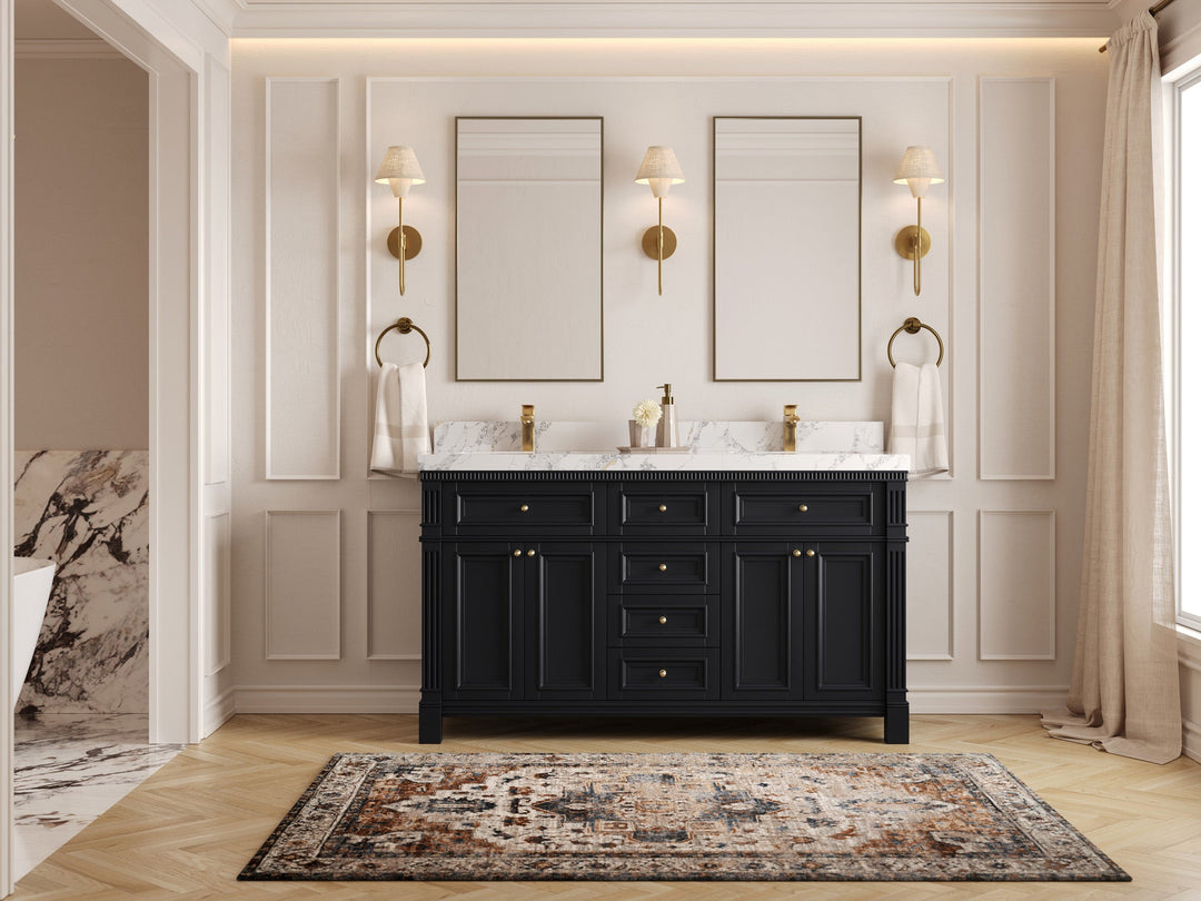 Paris 60 in. W x 22 in. D Double Sink Bathroom Vanity - Willow Bath and Vanity