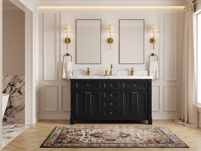 Paris 60 in. W x 22 in. D Double Sink Bathroom Vanity - Willow Bath and Vanity