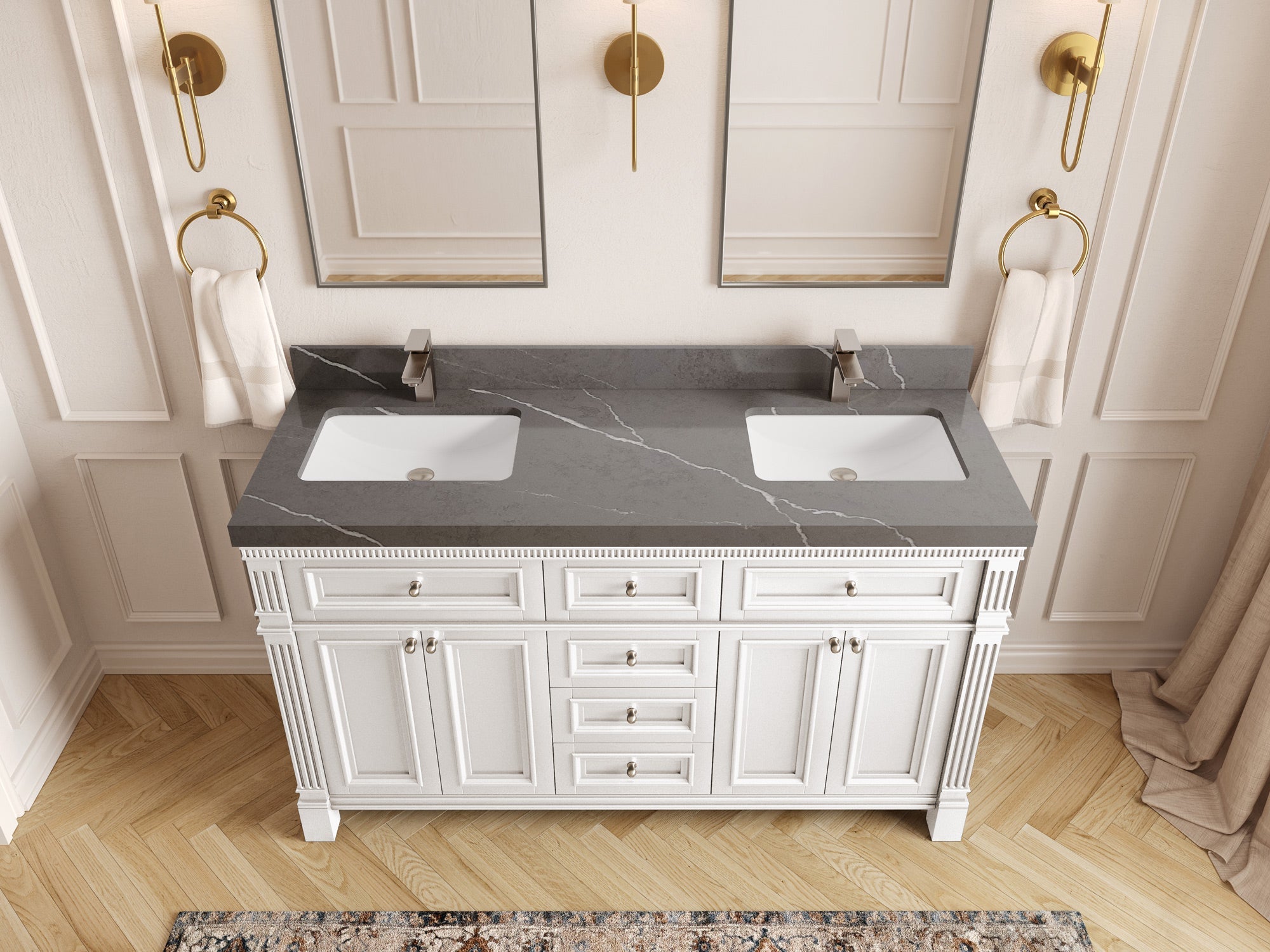 Paris 60 in. W x 22 in. D Double Sink Bathroom Vanity - Willow Bath and Vanity