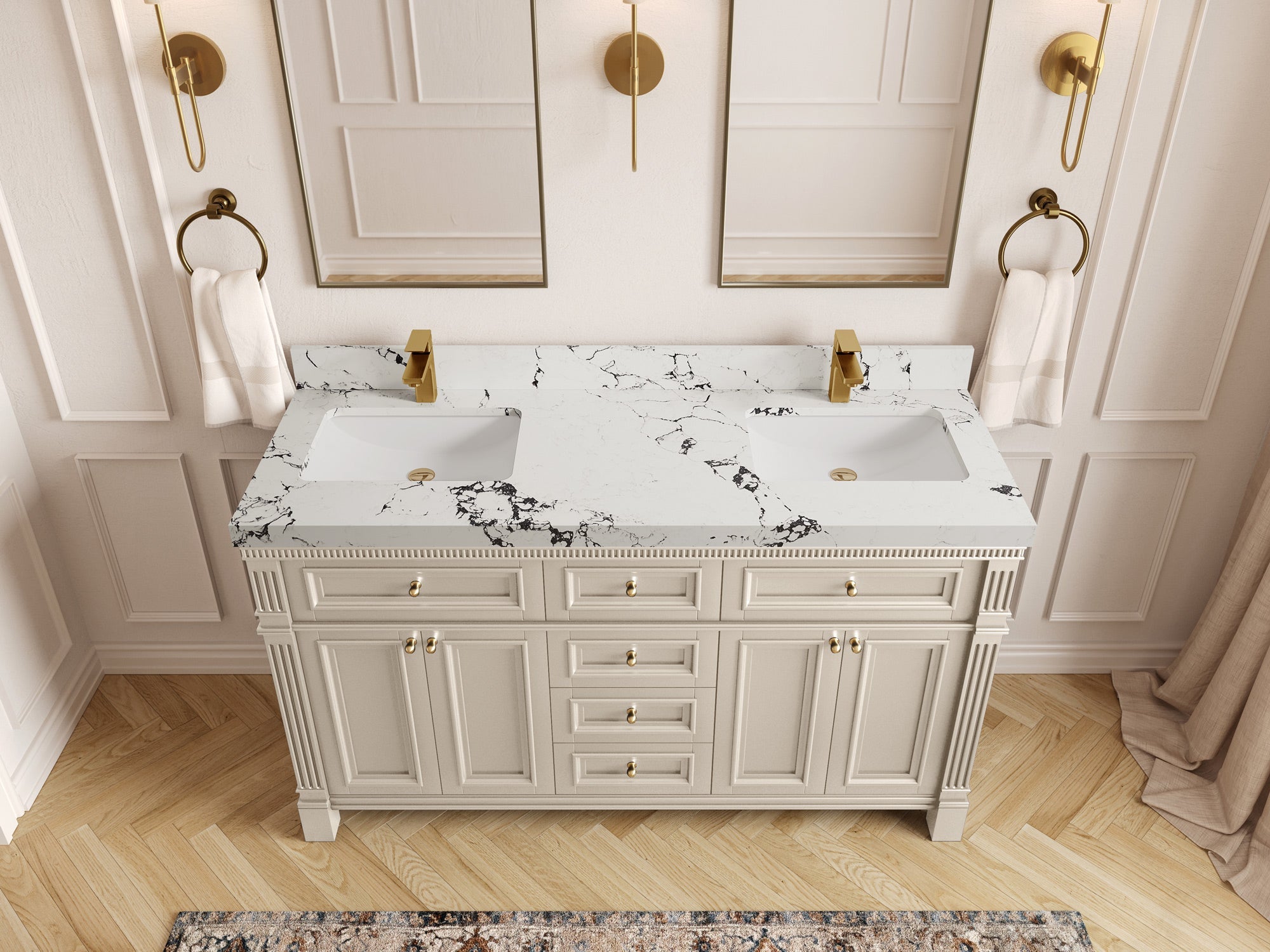 Paris 60 in. W x 22 in. D Double Sink Bathroom Vanity - Willow Bath and Vanity