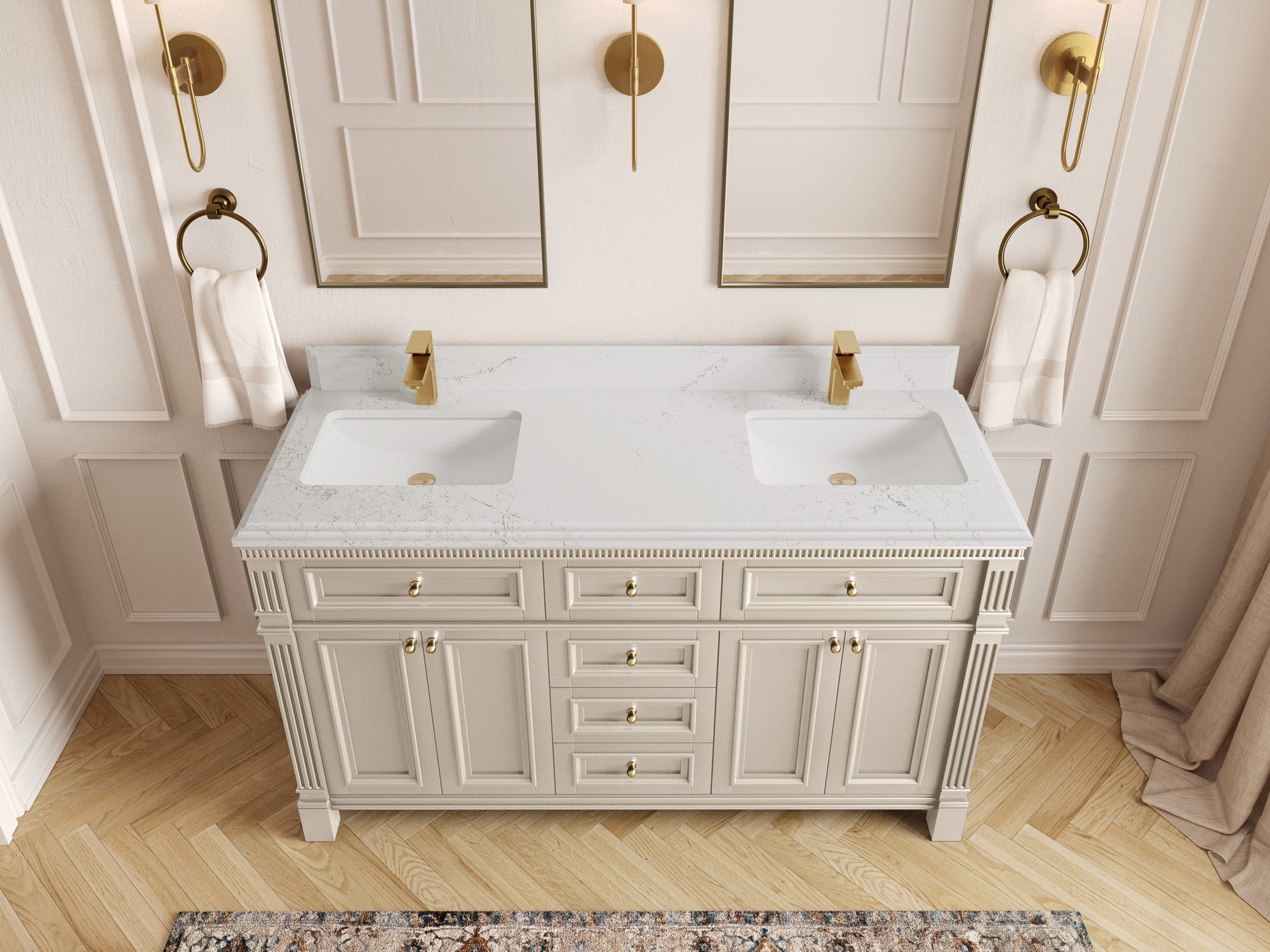 Paris 60 in. W x 22 in. D Double Sink Bathroom Vanity - Willow Bath and Vanity