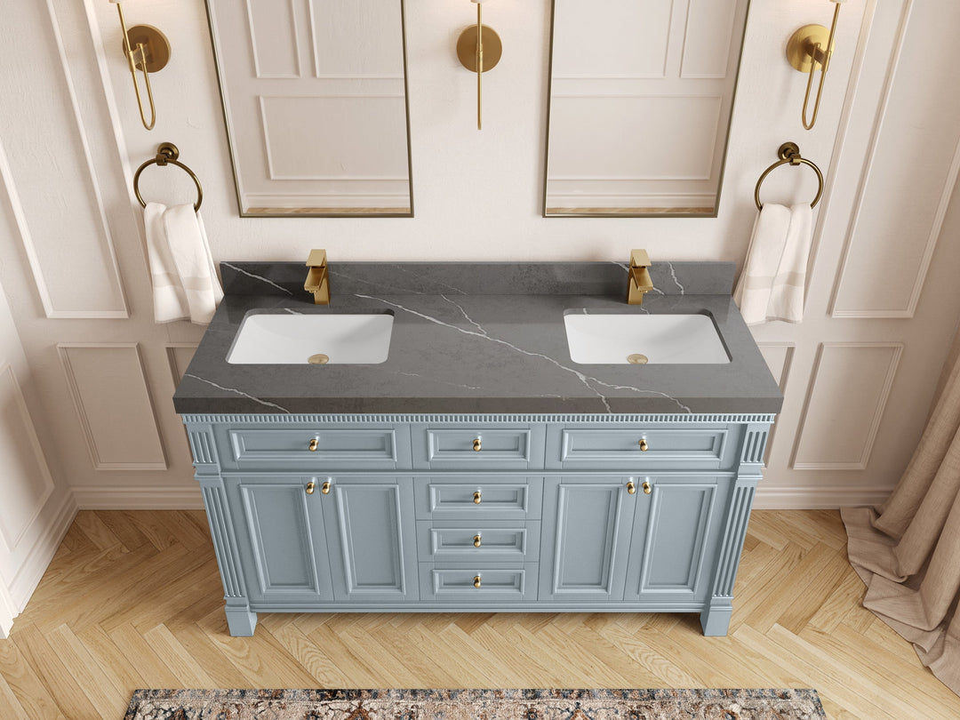 Paris 60 in. W x 22 in. D Double Sink Bathroom Vanity - Willow Bath and Vanity