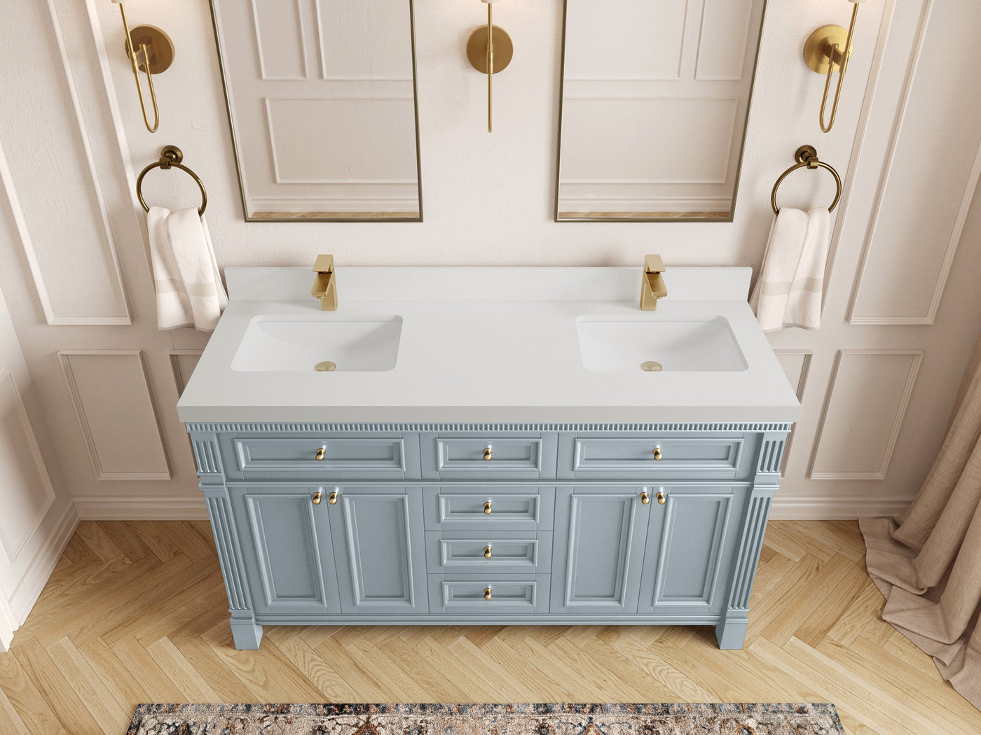 Paris 60 in. W x 22 in. D Double Sink Bathroom Vanity