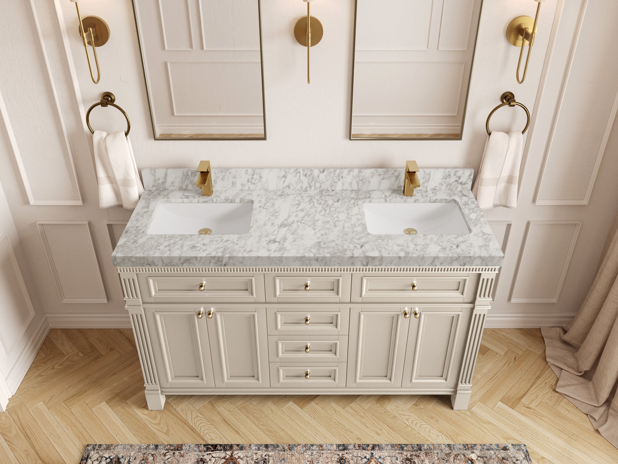Paris 60 in. W x 22 in. D Double Sink Bathroom Vanity - Willow Bath and Vanity