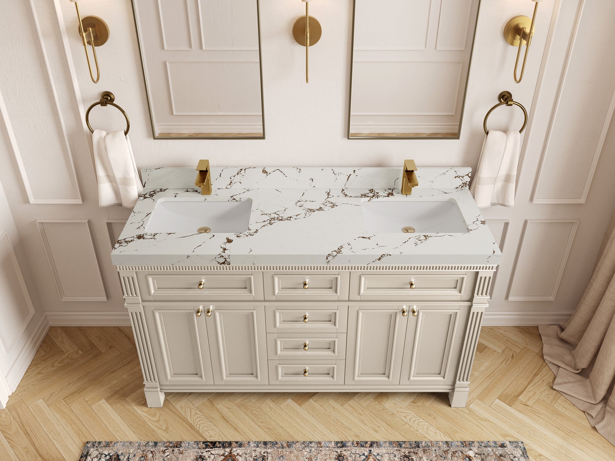 Paris 60 in. W x 22 in. D Double Sink Bathroom Vanity - Willow Bath and Vanity
