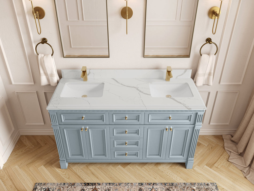 Paris 60 in. W x 22 in. D Double Sink Bathroom Vanity - Willow Bath and Vanity