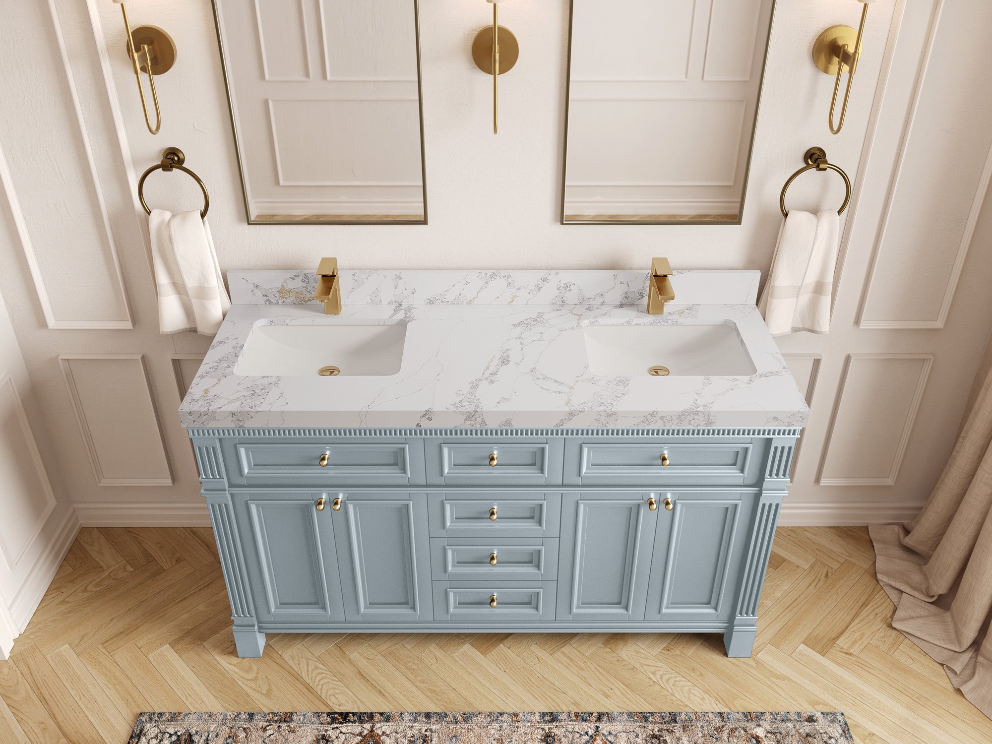 Paris 60 in. W x 22 in. D Double Sink Bathroom Vanity - Willow Bath and Vanity