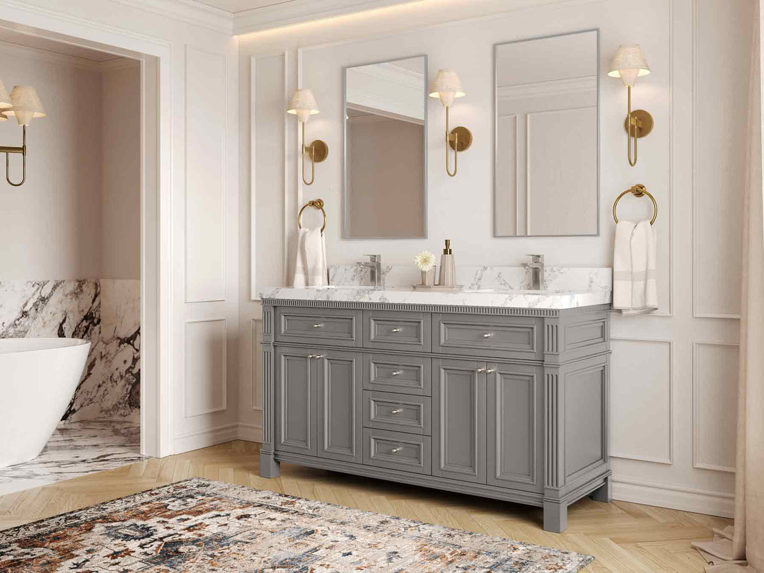 Paris 60 in. W x 22 in. D Double Sink Bathroom Vanity - Willow Bath and Vanity