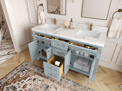 Paris 60 in. W x 22 in. D Double Sink Bathroom Vanity - Willow Bath and Vanity