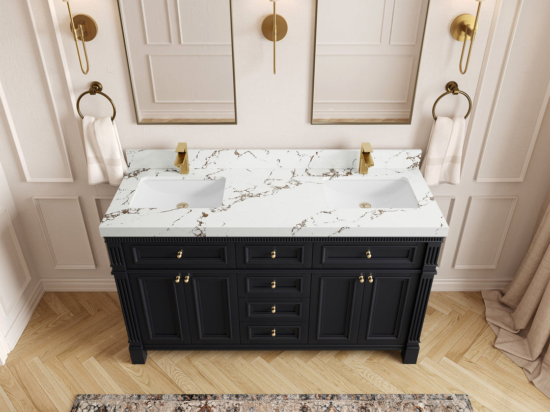 Paris 60 in. W x 22 in. D Double Sink Bathroom Vanity - Willow Bath and Vanity