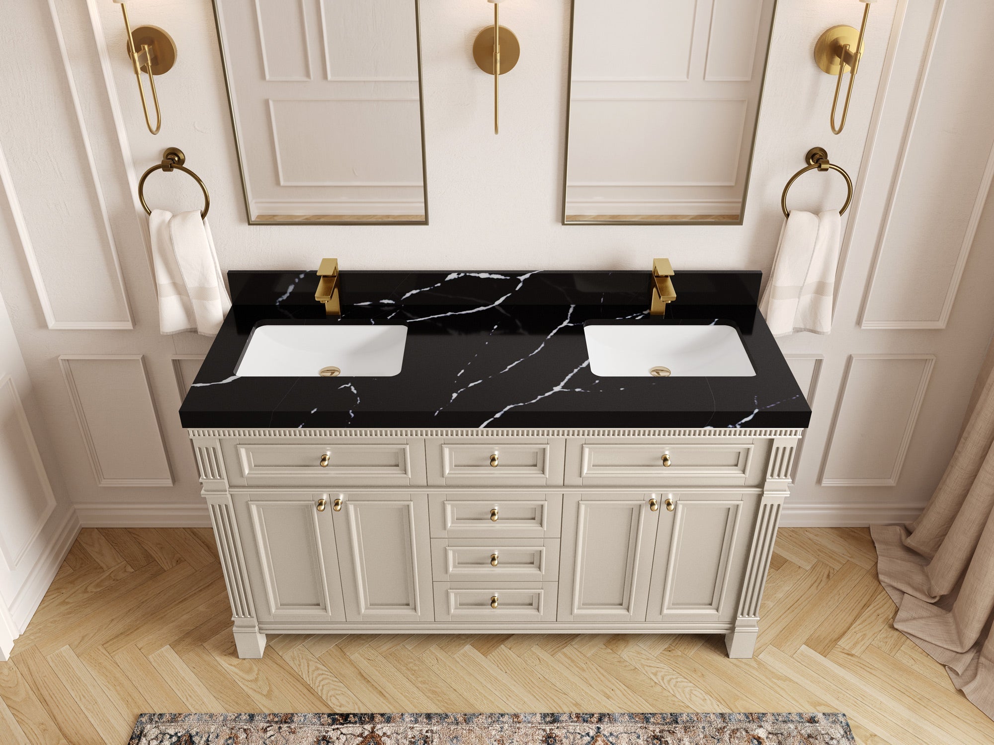 Paris 60 in. W x 22 in. D Double Sink Bathroom Vanity - Willow Bath and Vanity