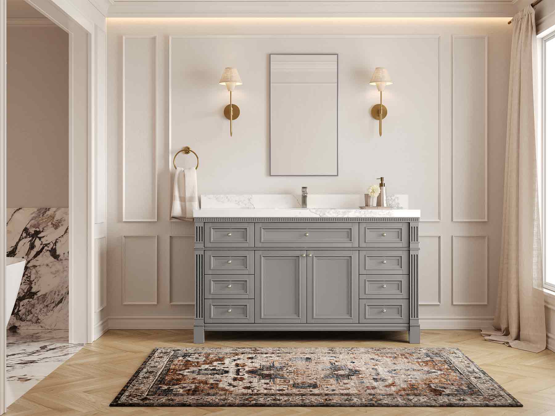Paris 60 in. W x 22 in. D Single Sink Bathroom Vanity - Willow Bath and Vanity
