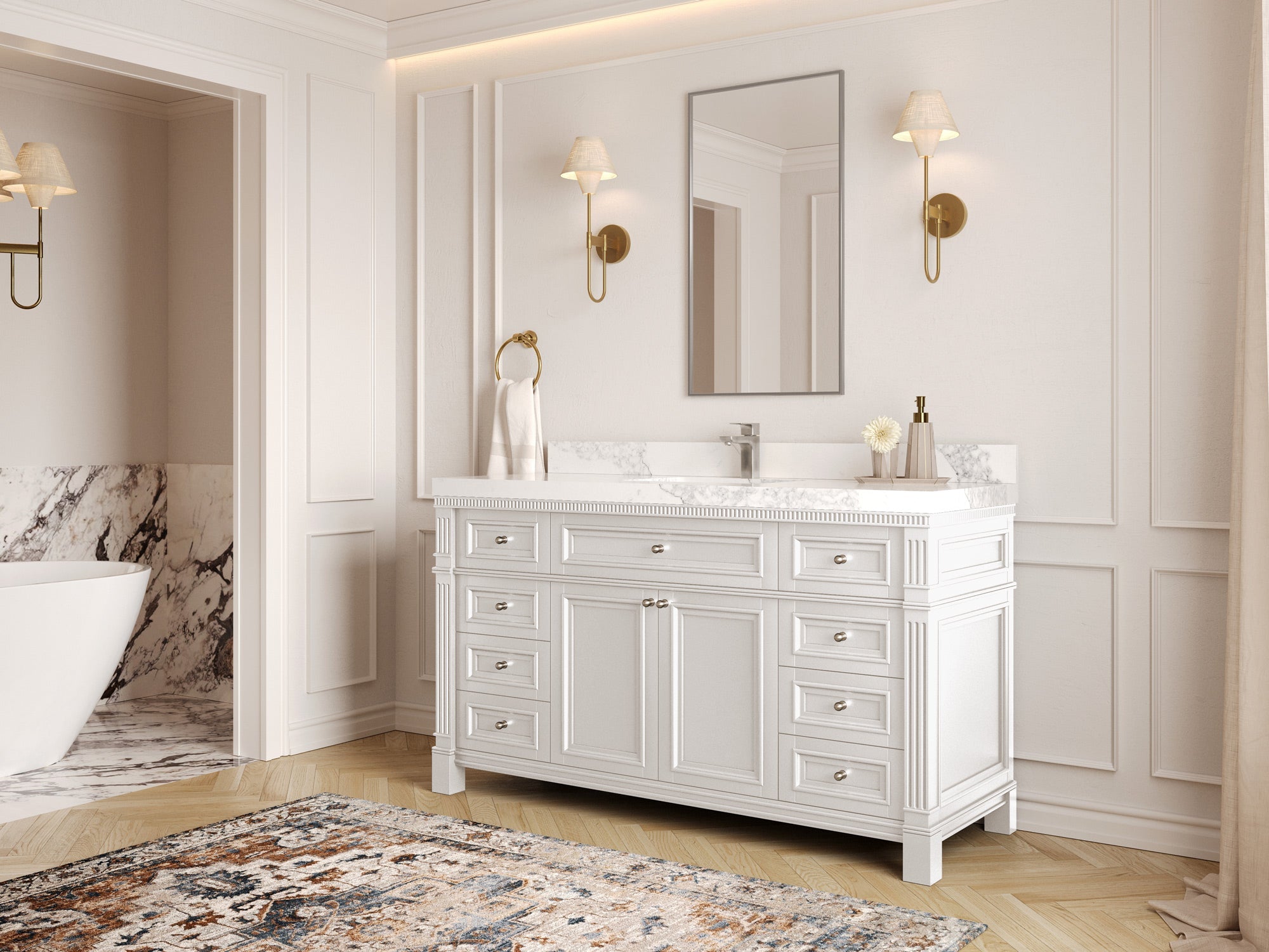 Paris 60 in. W x 22 in. D Single Sink Bathroom Vanity - Willow Bath and Vanity