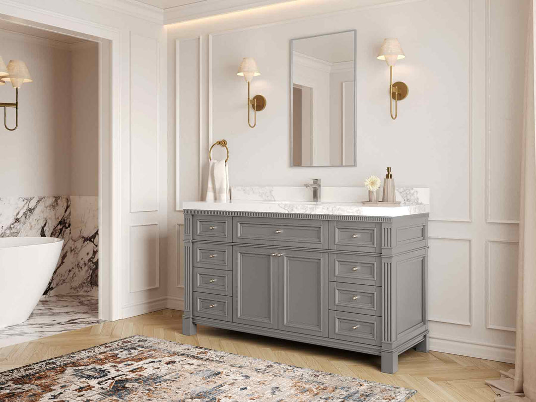 Paris 60 in. W x 22 in. D Single Sink Bathroom Vanity - Willow Bath and Vanity