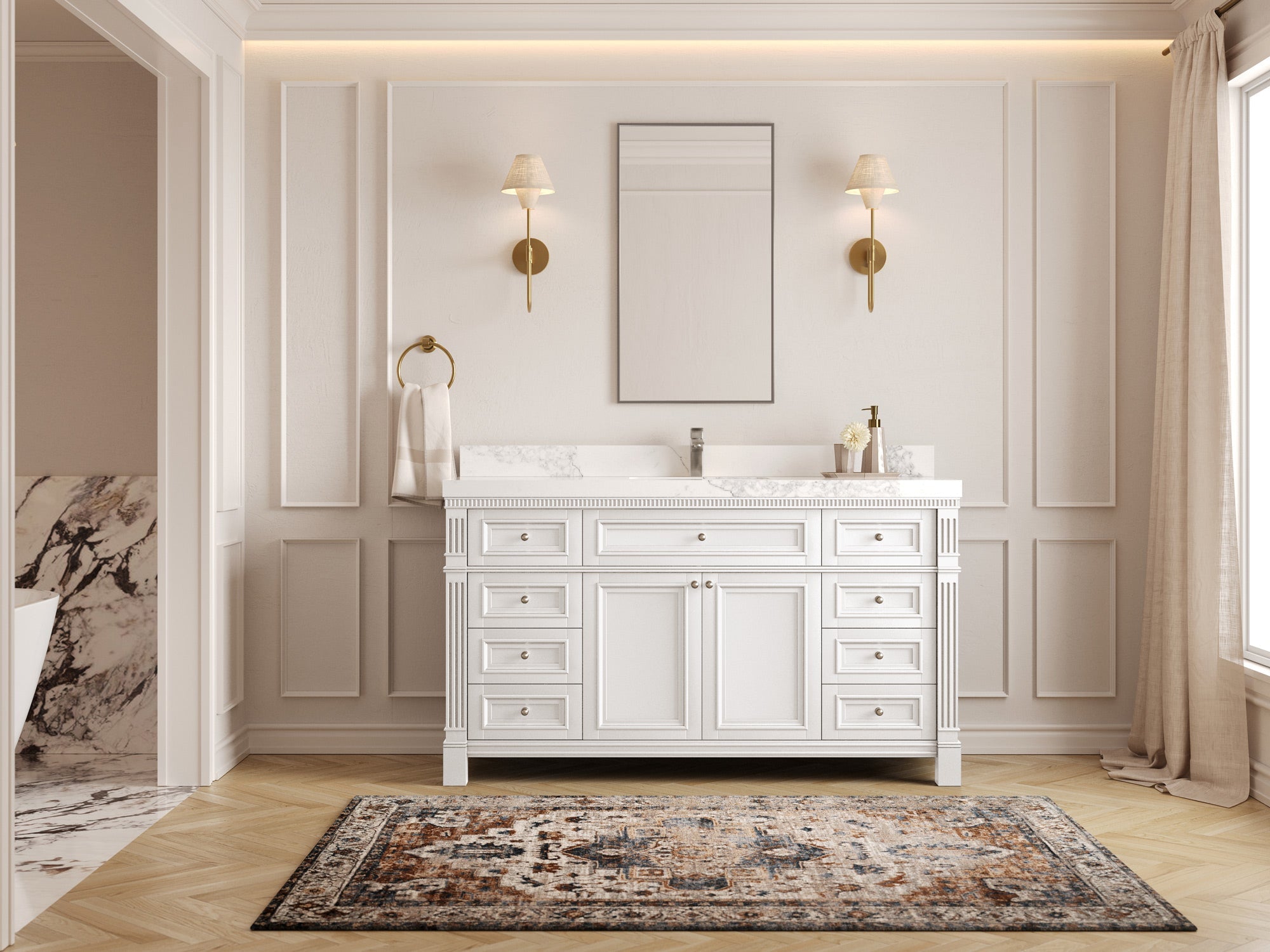 Paris 60 in. W x 22 in. D Single Sink Bathroom Vanity - Willow Bath and Vanity