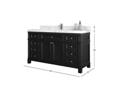 Paris 60 in. W x 22 in. D Single Sink Bathroom Vanity - photo 2