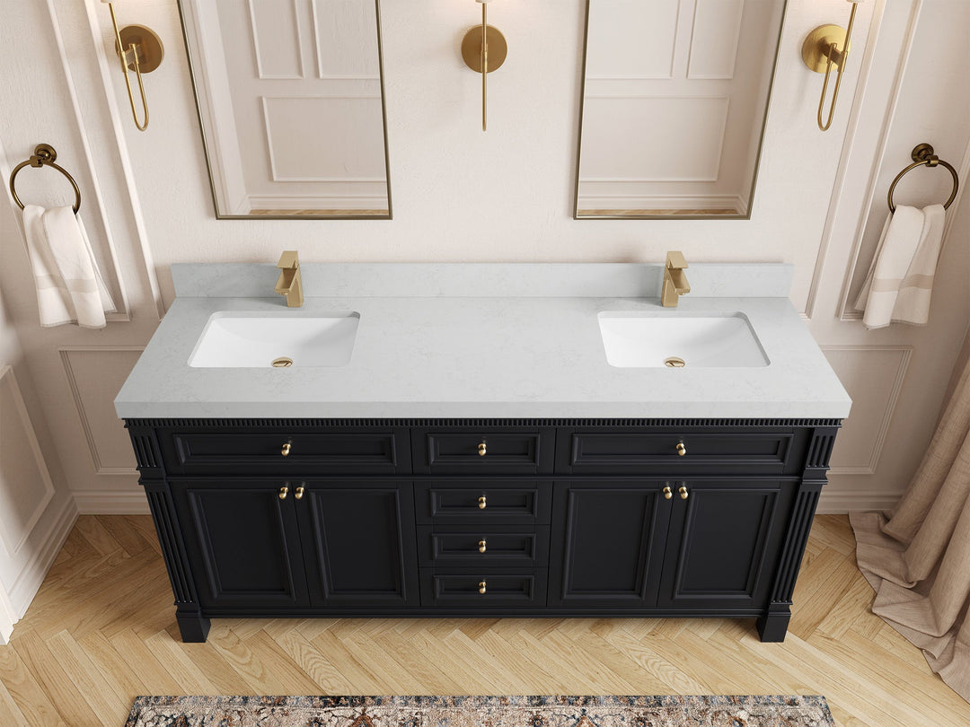 Paris 72 in. W x 22 in. D Double Sink Bathroom Vanity - Willow Bath and Vanity