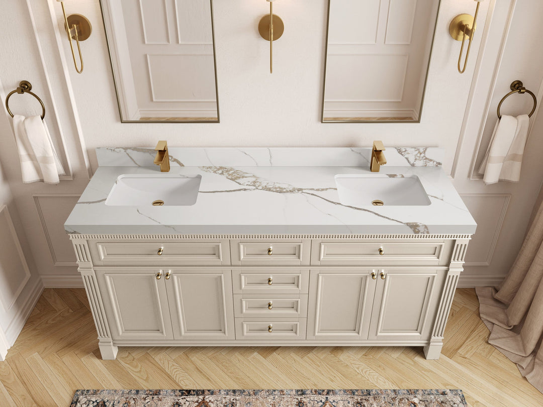Paris 72 in. W x 22 in. D Double Sink Bathroom Vanity - Willow Bath and Vanity