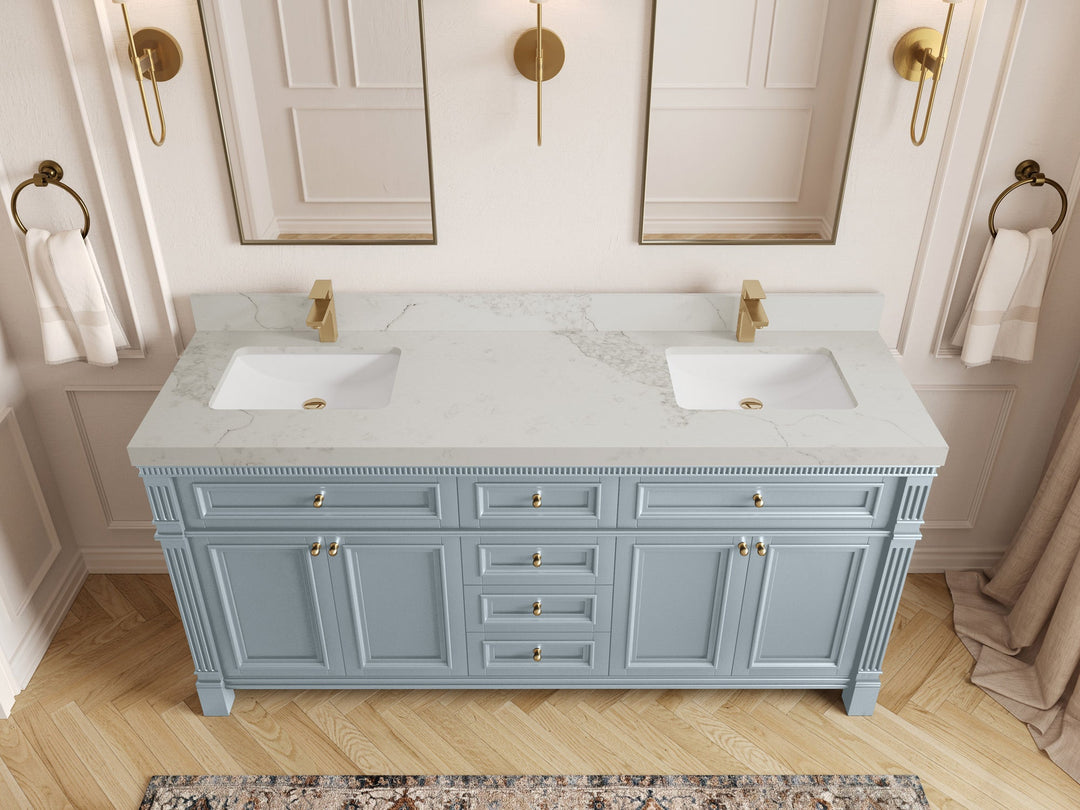Paris 72 in. W x 22 in. D Double Sink Bathroom Vanity | 
              
                Blue Heather
                
                  
             - PRS_BLU_CA_BK_72D - photo №19