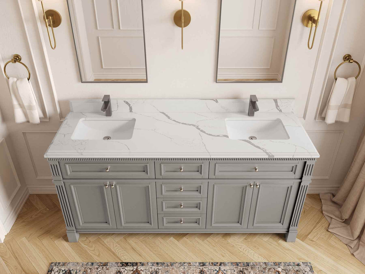 Paris 72 in. W x 22 in. D Double Sink Bathroom Vanity - Willow Bath and Vanity