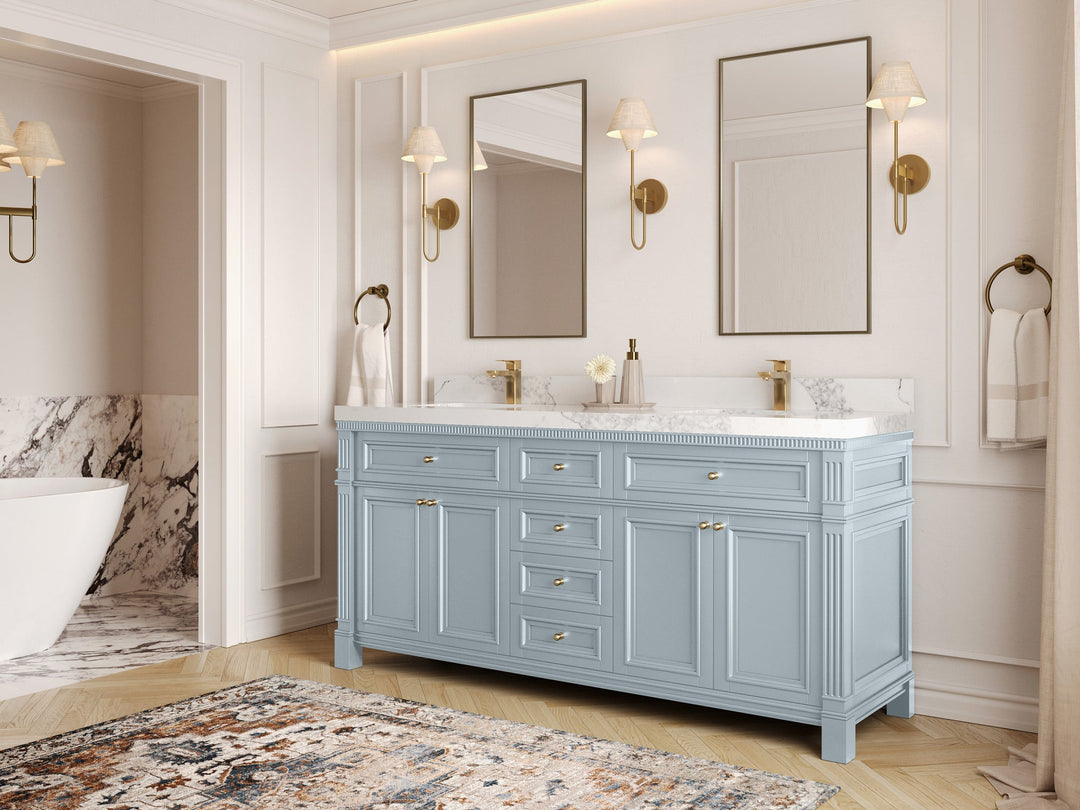 Paris 72 in. W x 22 in. D Double Sink Bathroom Vanity | 
              
                Blue Heather
                
                  
             - PRS_BLU_CA_BK_72D - photo №3