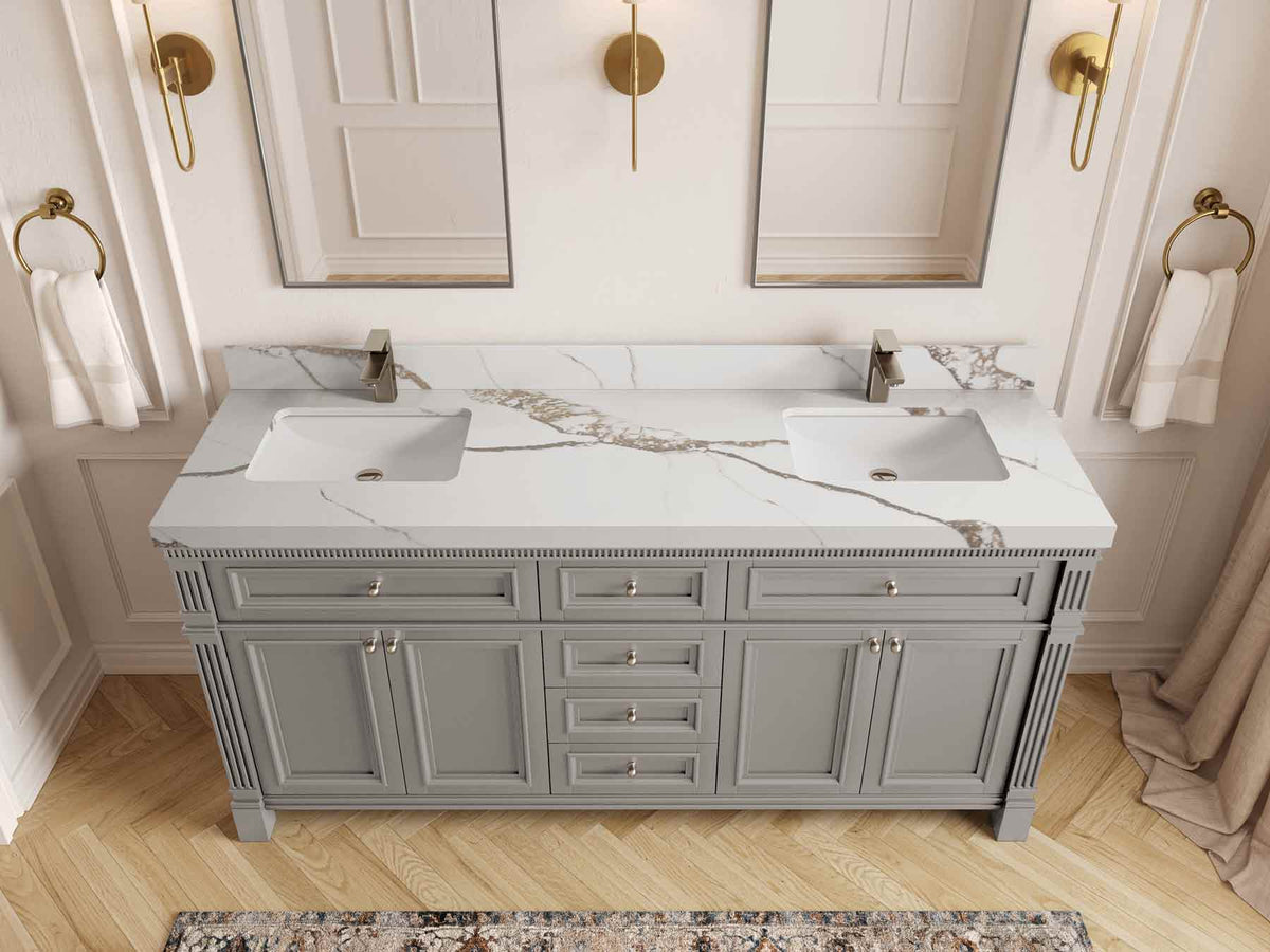 Paris 72 in. W x 22 in. D Double Sink Bathroom Vanity - Willow Bath and Vanity