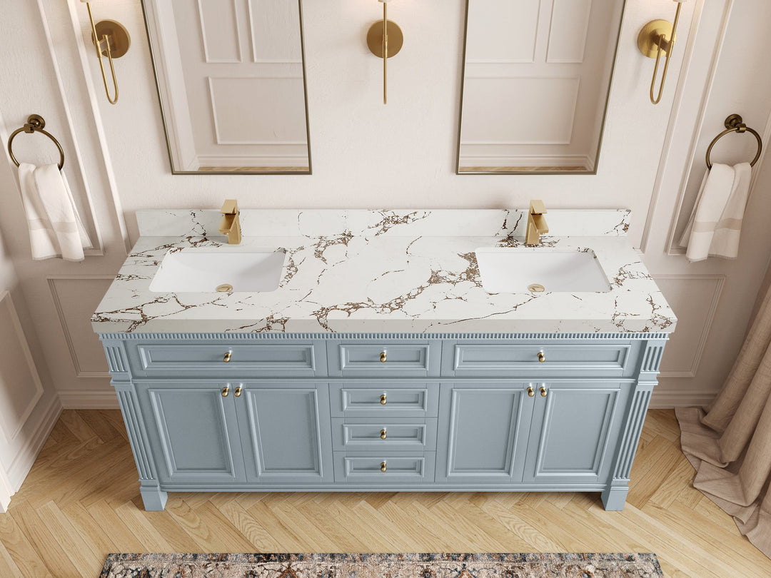 Paris 72 in. W x 22 in. D Double Sink Bathroom Vanity | 
              
                Blue Heather
                
                  
             - PRS_BLU_CA_BK_72D - photo №28