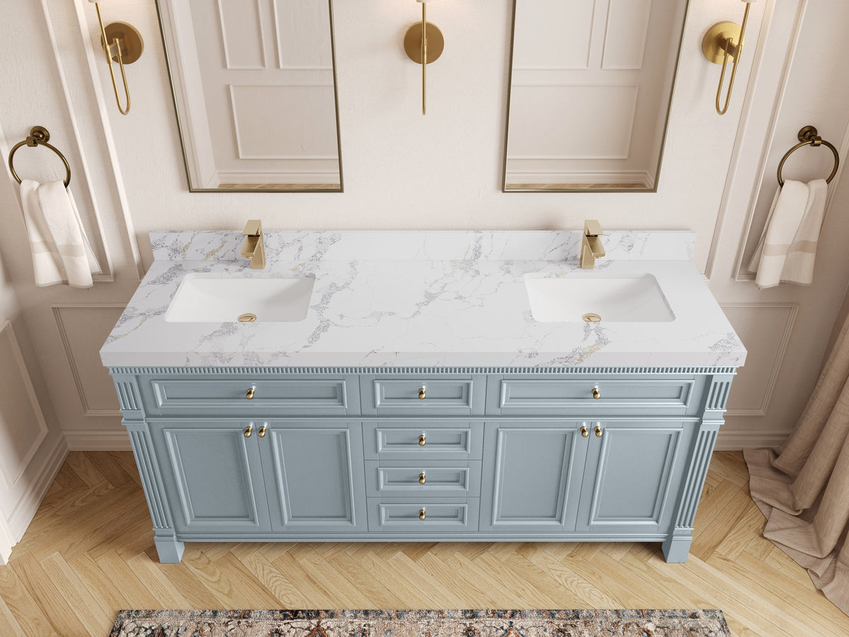 Paris 72 in. W x 22 in. D Double Sink Bathroom Vanity - Willow Bath and Vanity