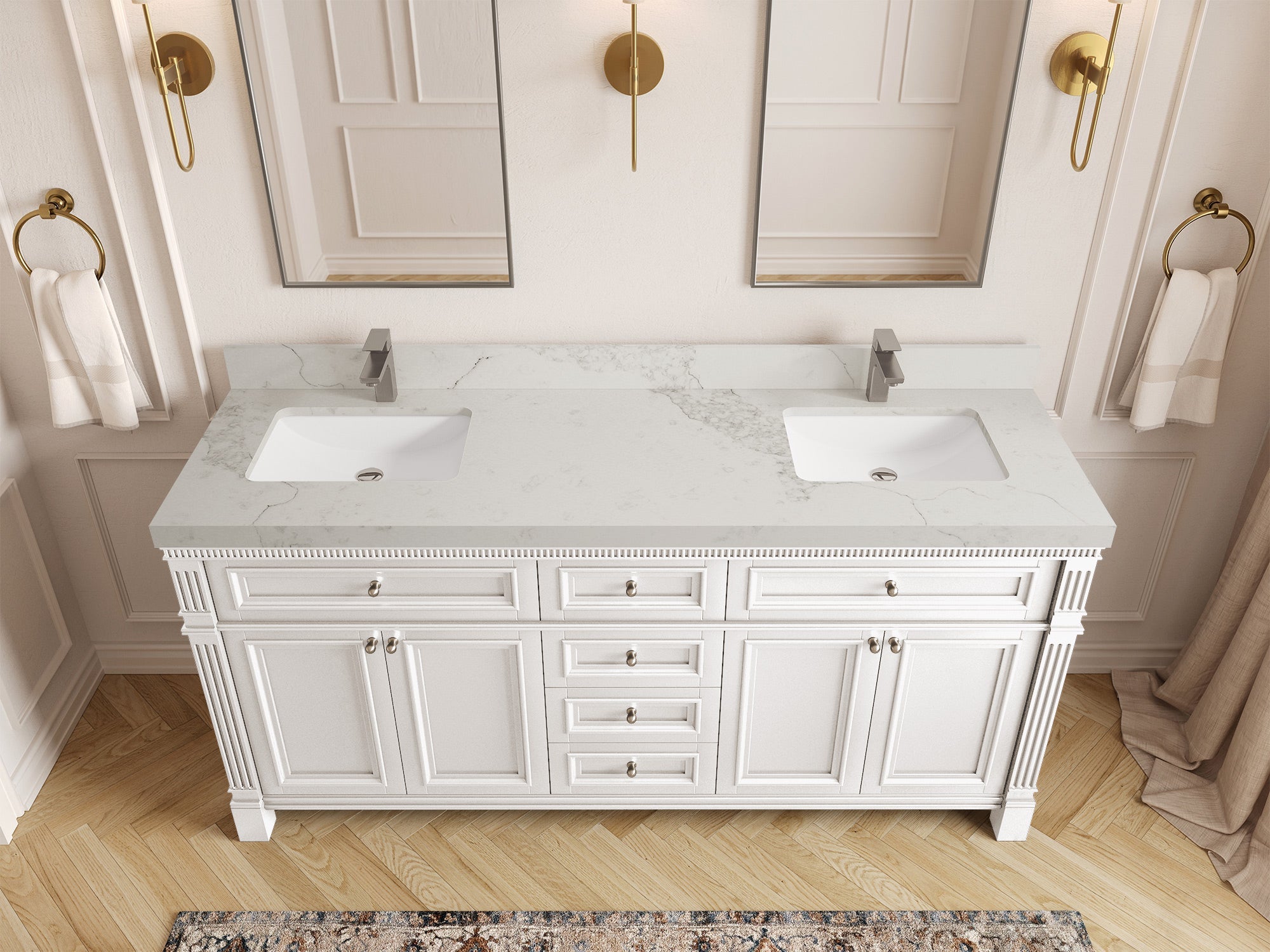 Paris 72 in. W x 22 in. D Double Sink Bathroom Vanity - Willow Bath and Vanity