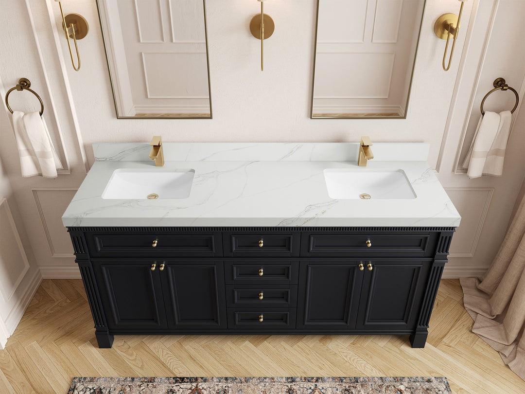 Paris 72 in. W x 22 in. D Double Sink Bathroom Vanity - Willow Bath and Vanity
