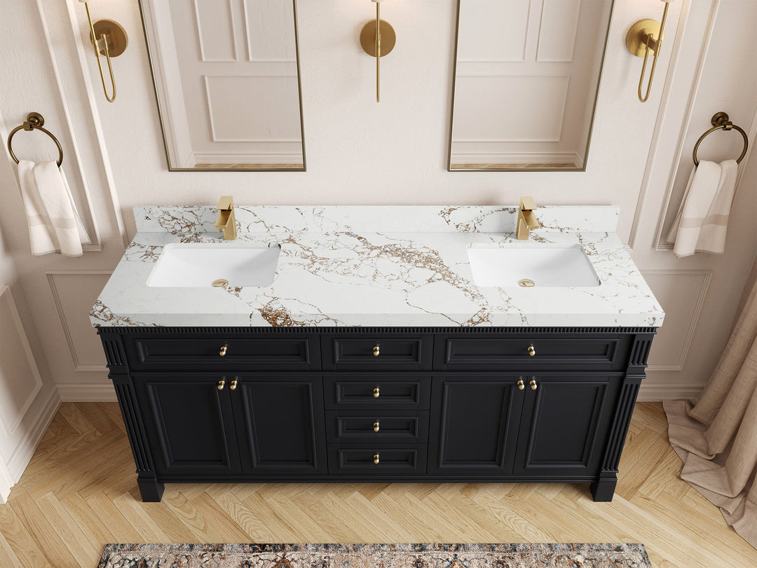 Paris 72 in. W x 22 in. D Double Sink Bathroom Vanity - Willow Bath and Vanity
