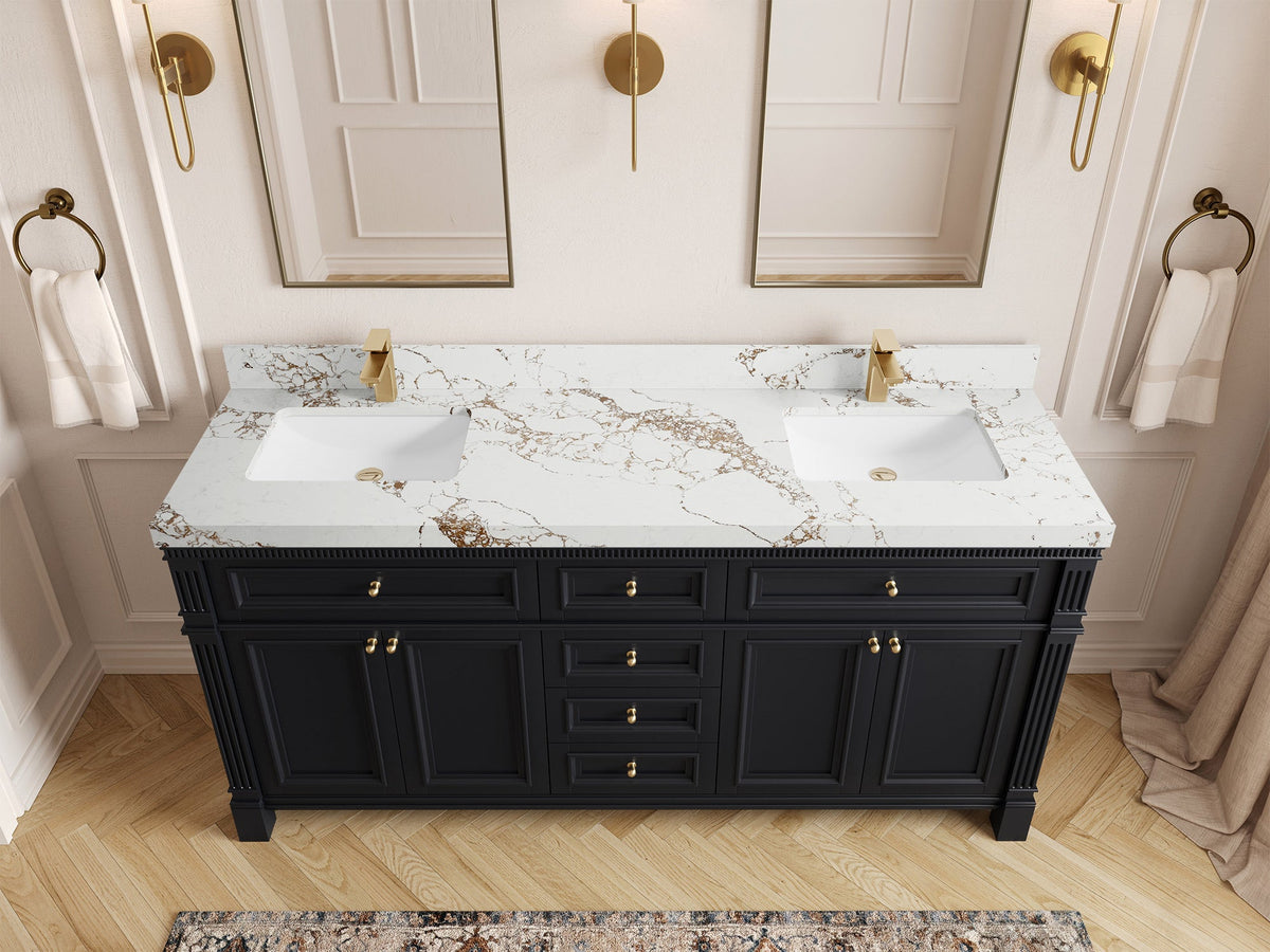 Paris 72 in. W x 22 in. D Double Sink Bathroom Vanity - Willow Bath and Vanity