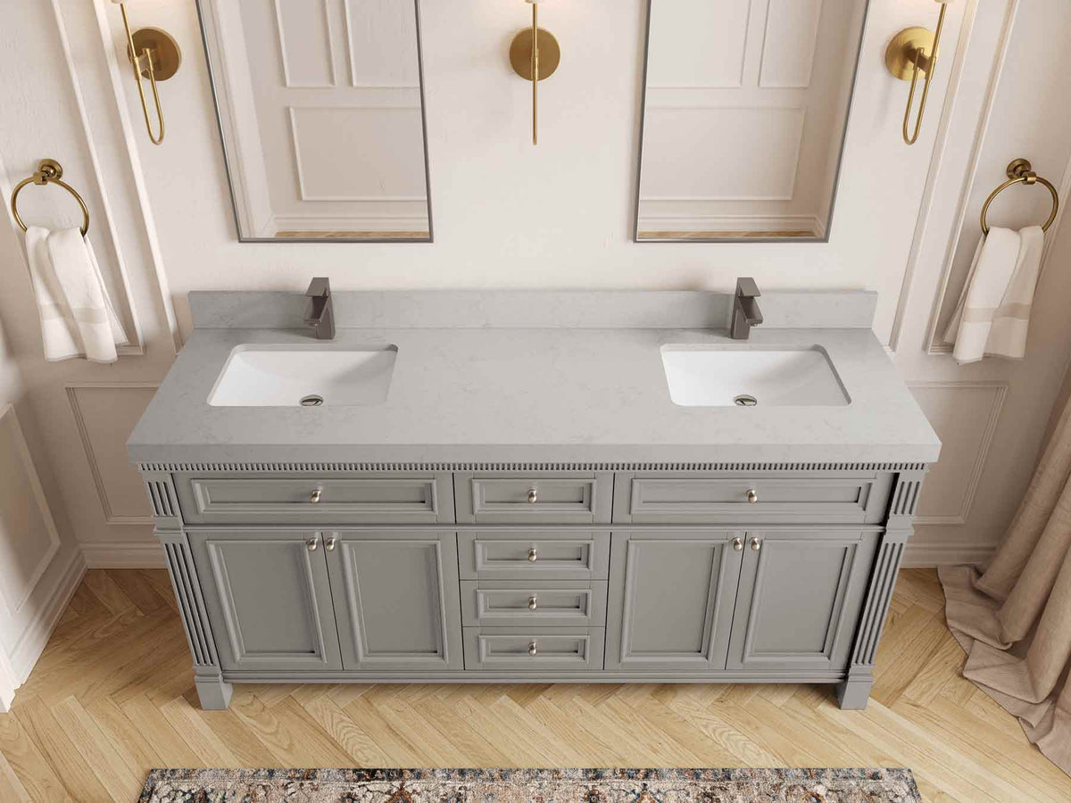 Paris 72 in. W x 22 in. D Double Sink Bathroom Vanity - Willow Bath and Vanity