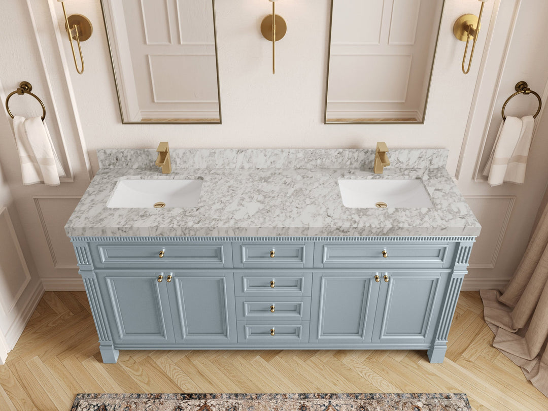 Paris 72 in. W x 22 in. D Double Sink Bathroom Vanity | 
              
                Blue Heather
                
                  
             - PRS_BLU_CA_BK_72D - photo №14
