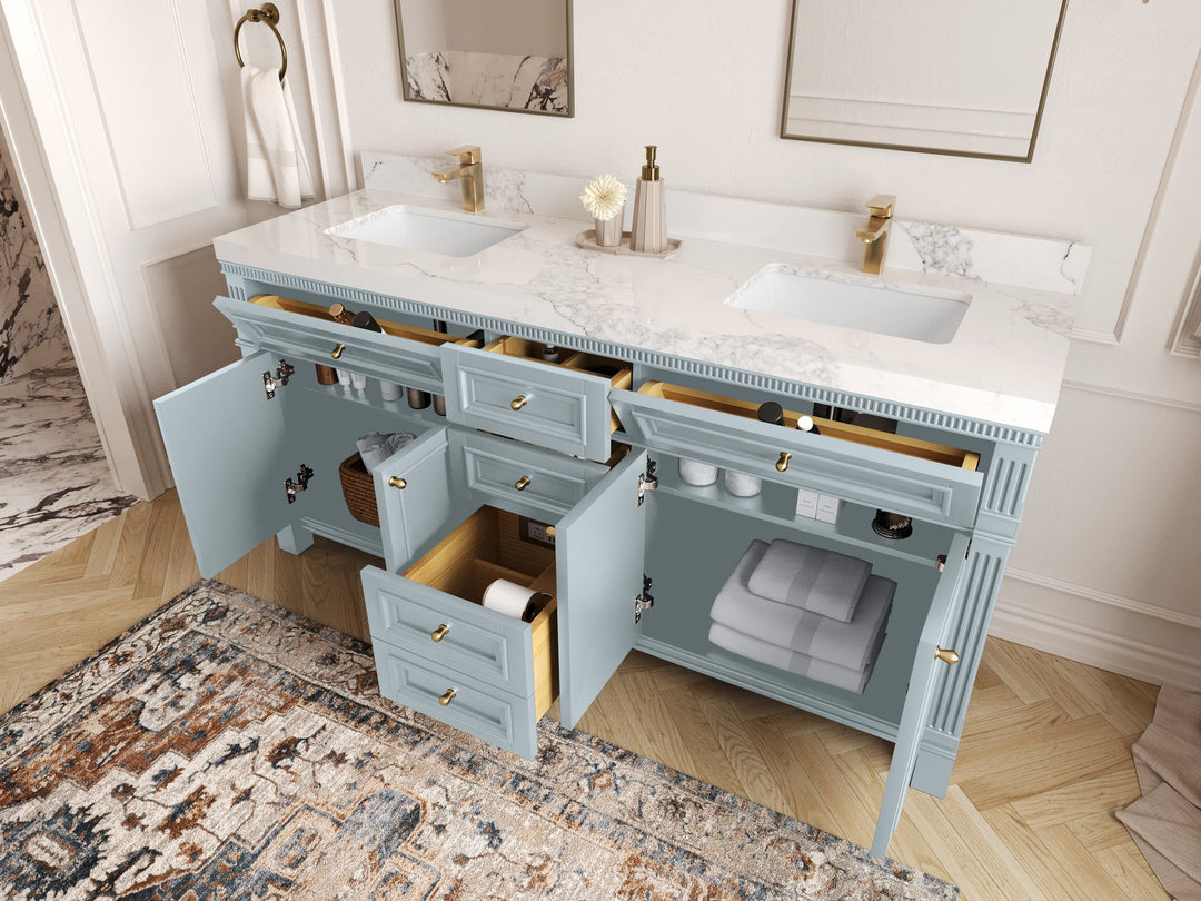 Paris 72 in. W x 22 in. D Double Sink Bathroom Vanity | 
              
                Blue Heather
                
                  
             - PRS_BLU_CA_BK_72D - photo №4